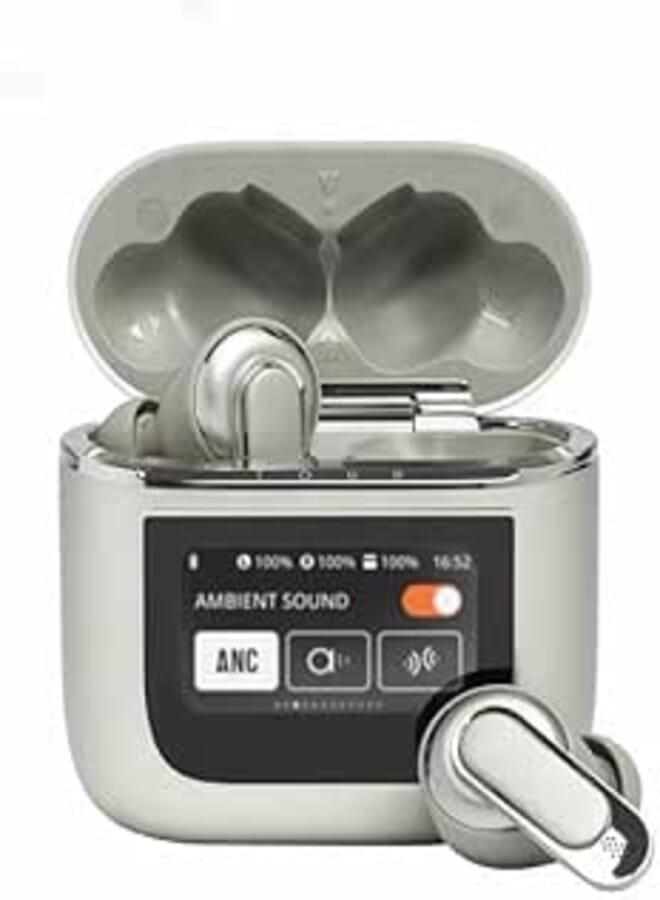 General GEB820 TWS Earbuds – ANC+ENC Noise Cancelling, LED Touch Screen, Deep Bass, IPX5 Waterproof Wireless Earbuds – white